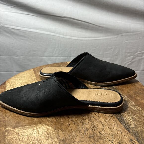 Womens SPERRY TOP-SIDER Saybrook Black Leather Pointed Toe Mules Sz 7 - Picture 7 of 9